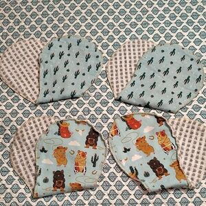 Set Of 4 Burp Clothes Western Cowboy Mouse And Cactus
